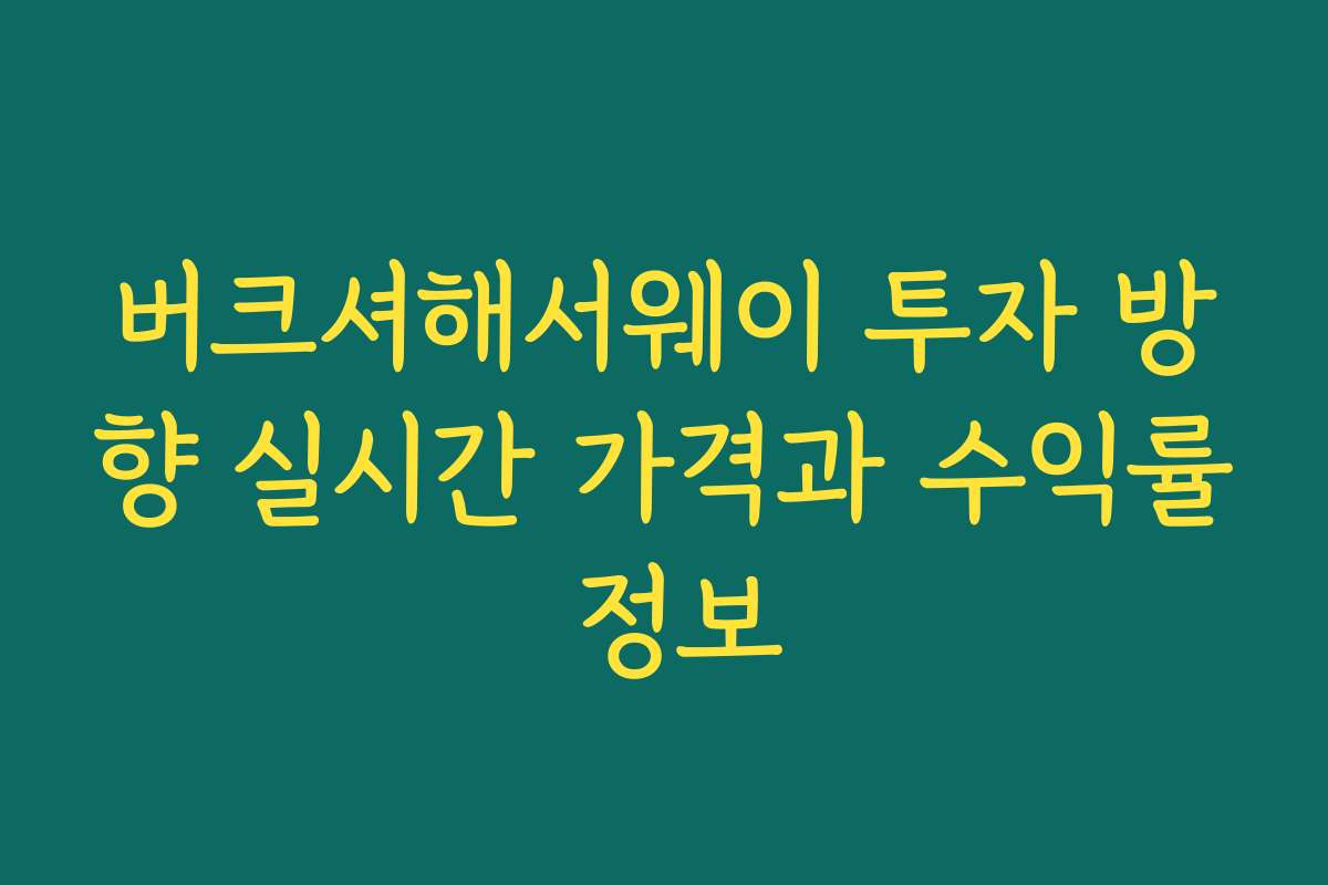버크셔해서웨이 투자 방향 실시간 가격과 수익률 정보