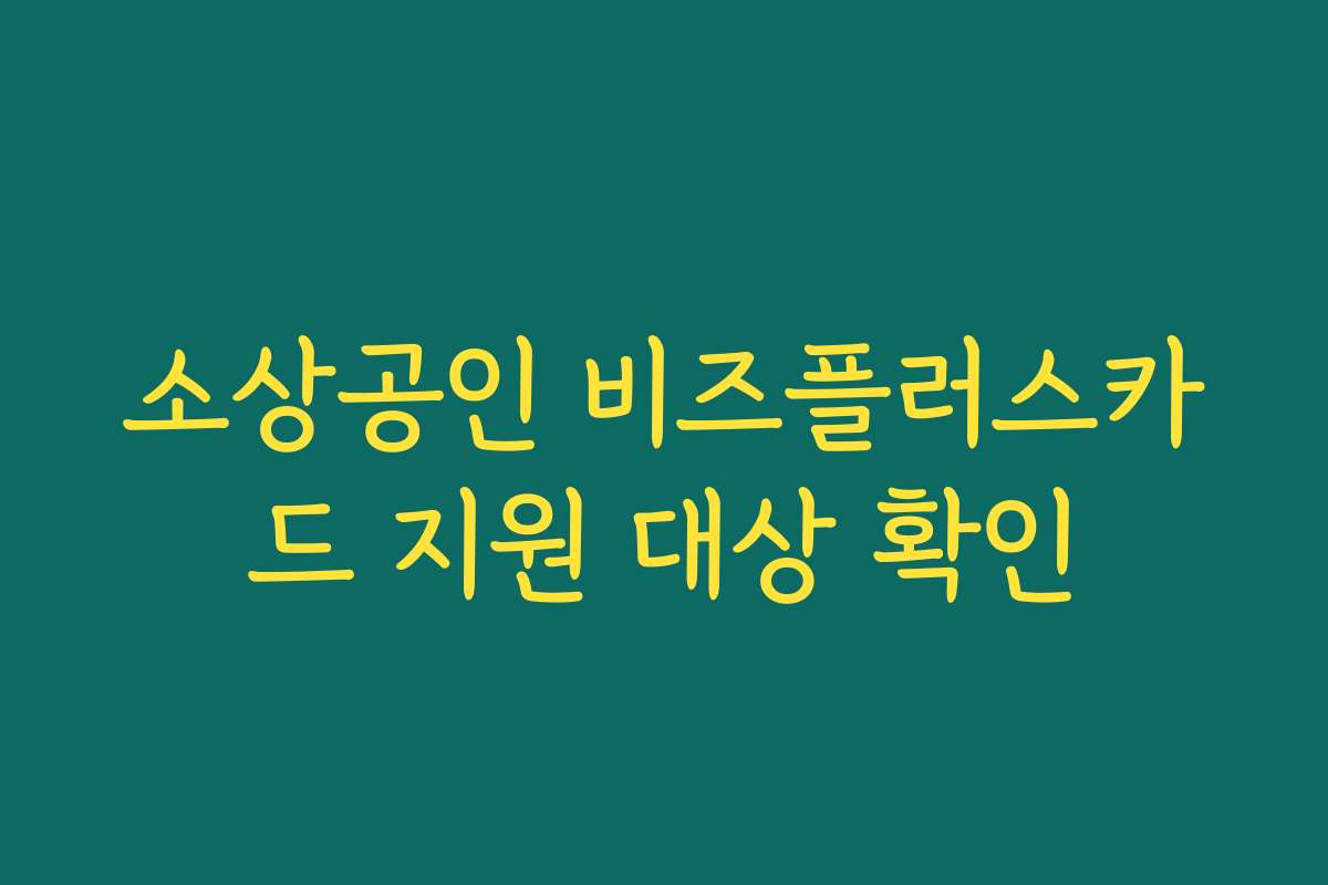 소상공인 비즈플러스카드 지원 대상 확인
