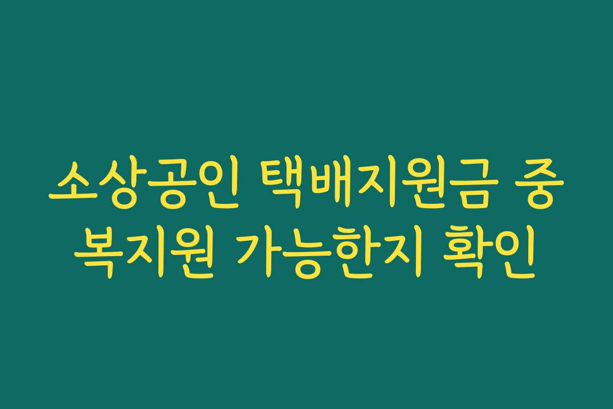 소상공인 택배지원금 중복지원 가능한지 확인