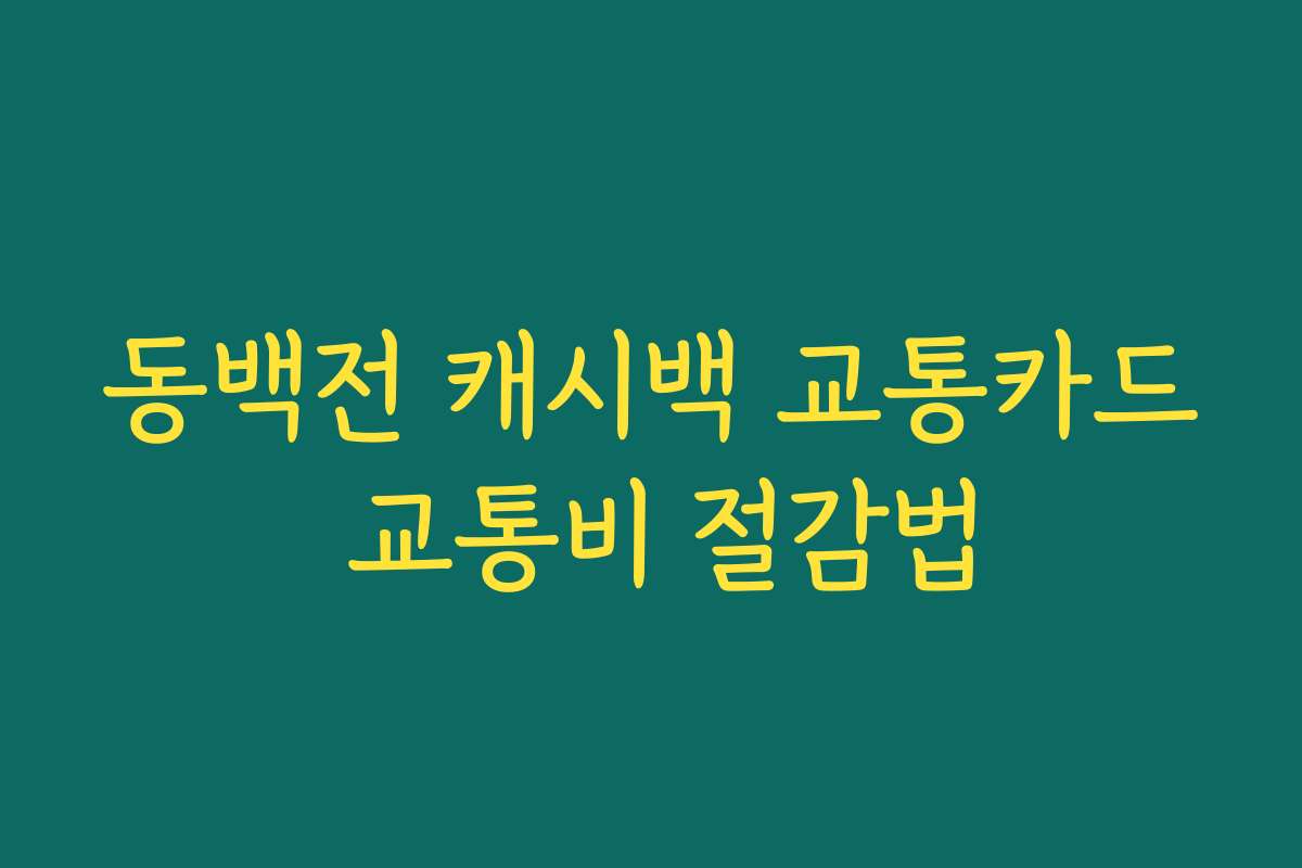 동백전 캐시백 교통카드 교통비 절감법 동백전 캐시백 교통카드 교통비 절감법
