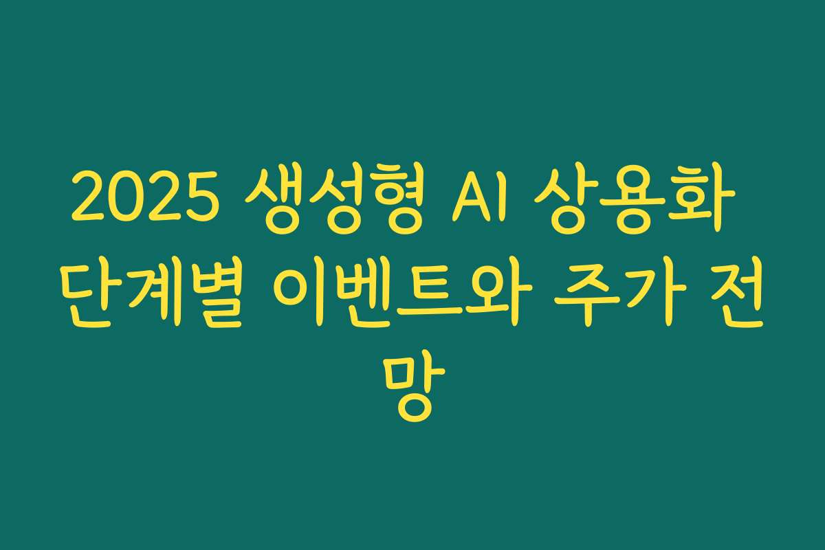 2025 생성형 AI 상용화 단계별 이벤트와 주가 전망 2025 생성형 AI 상용화 단계별 이벤트와 주가 전망