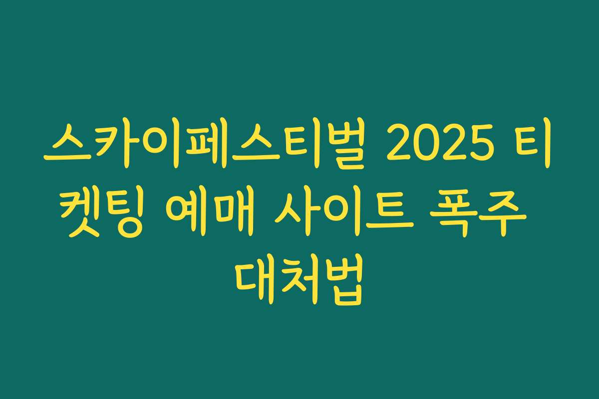 스카이페스티벌 2025 티켓팅 예매 사이트 폭주 대처법 스카이페스티벌 2025 티켓팅 예매 사이트 폭주 대처법