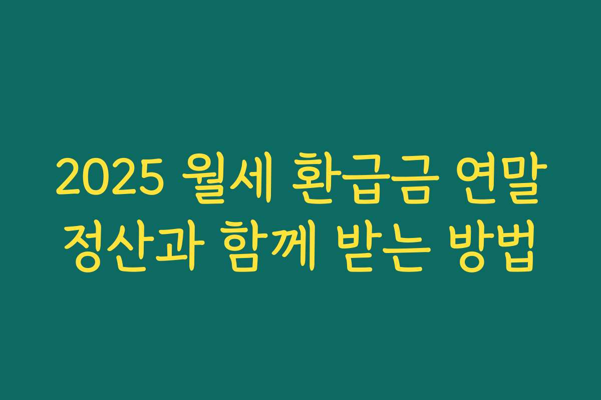 2025 월세 환급금 연말정산과 함께 받는 방법