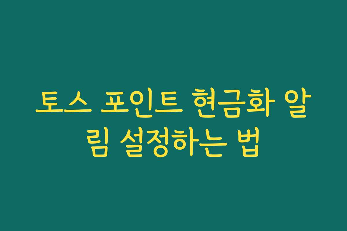 토스 포인트 현금화 알림 설정하는 법