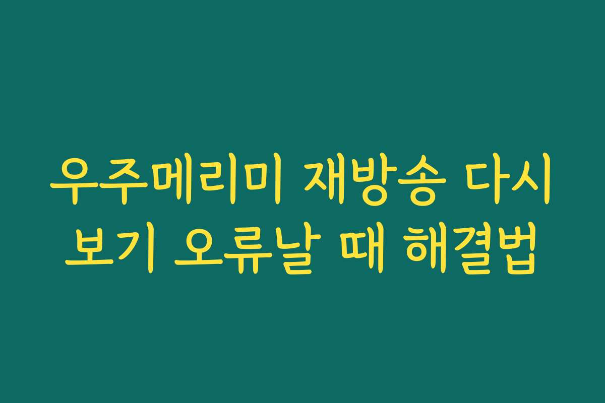 우주메리미 재방송 다시보기 오류날 때 해결법 우주메리미 재방송 다시보기 오류날 때 해결법