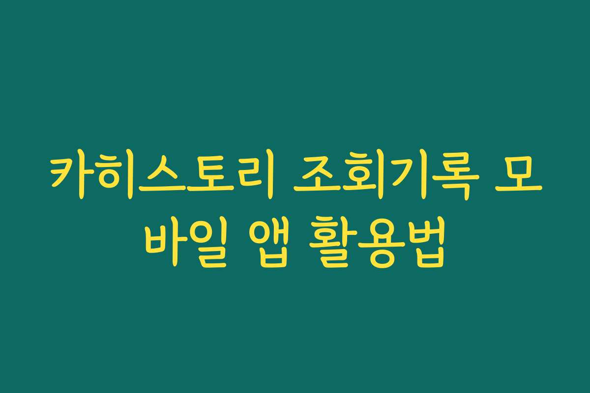 카히스토리 조회기록 모바일 앱 활용법 카히스토리 조회기록 모바일 앱 활용법