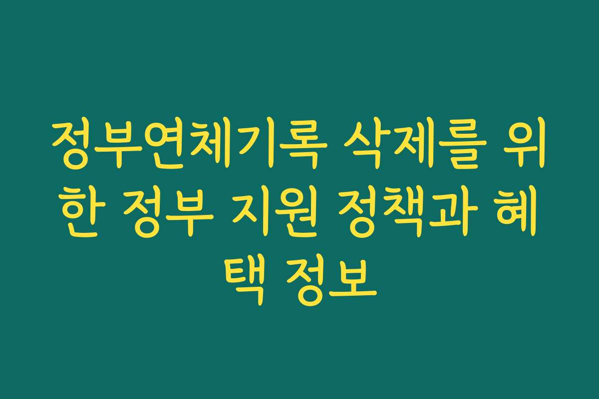 정부연체기록 삭제를 위한 정부 지원 정책과 혜택 정보