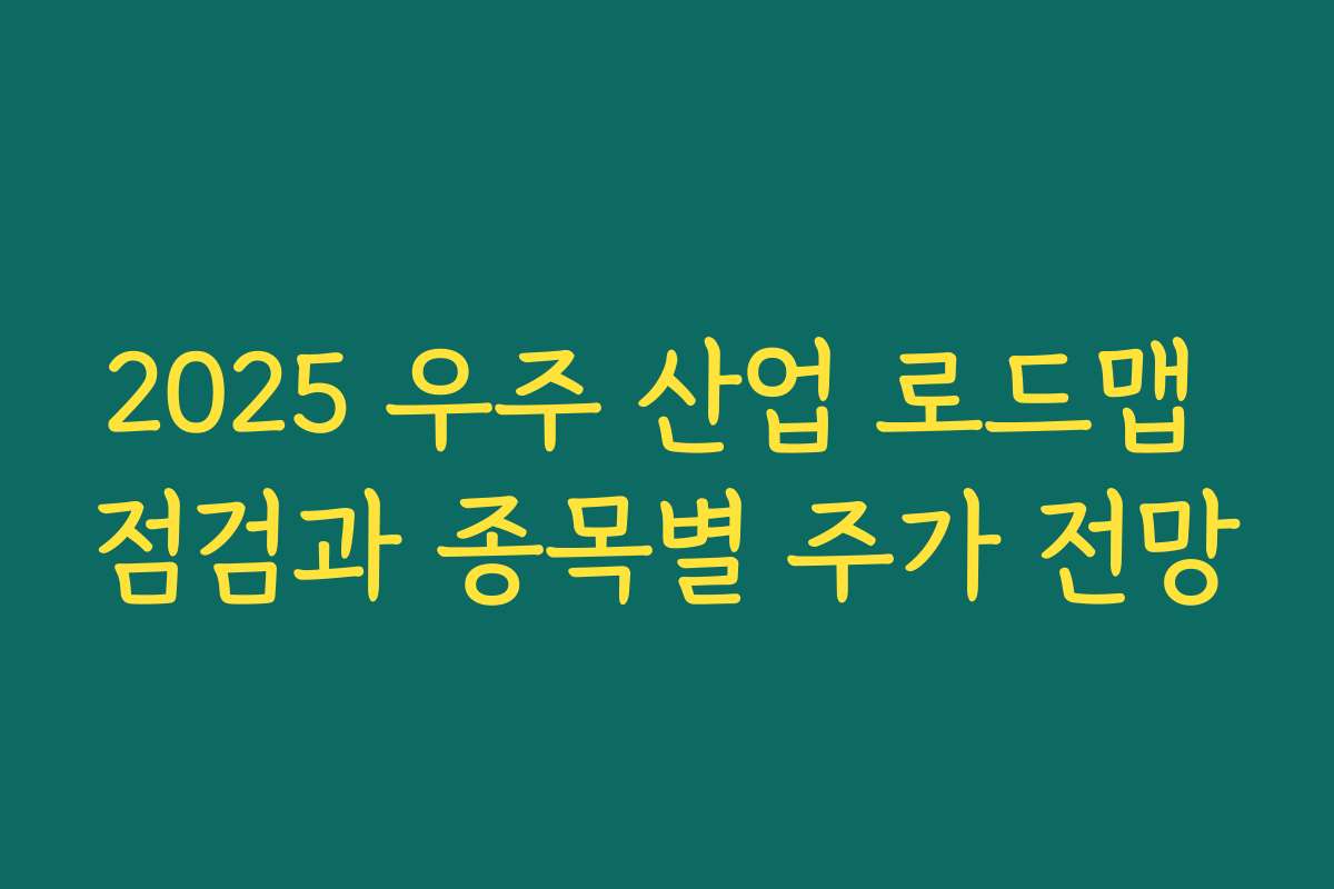 2025 우주 산업 로드맵 점검과 종목별 주가 전망 2025 우주 산업 로드맵 점검과 종목별 주가 전망