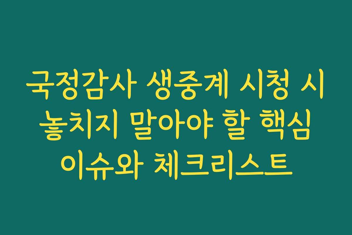 국정감사 생중계 시청 시 놓치지 말아야 할 핵심 이슈와 체크리스트
