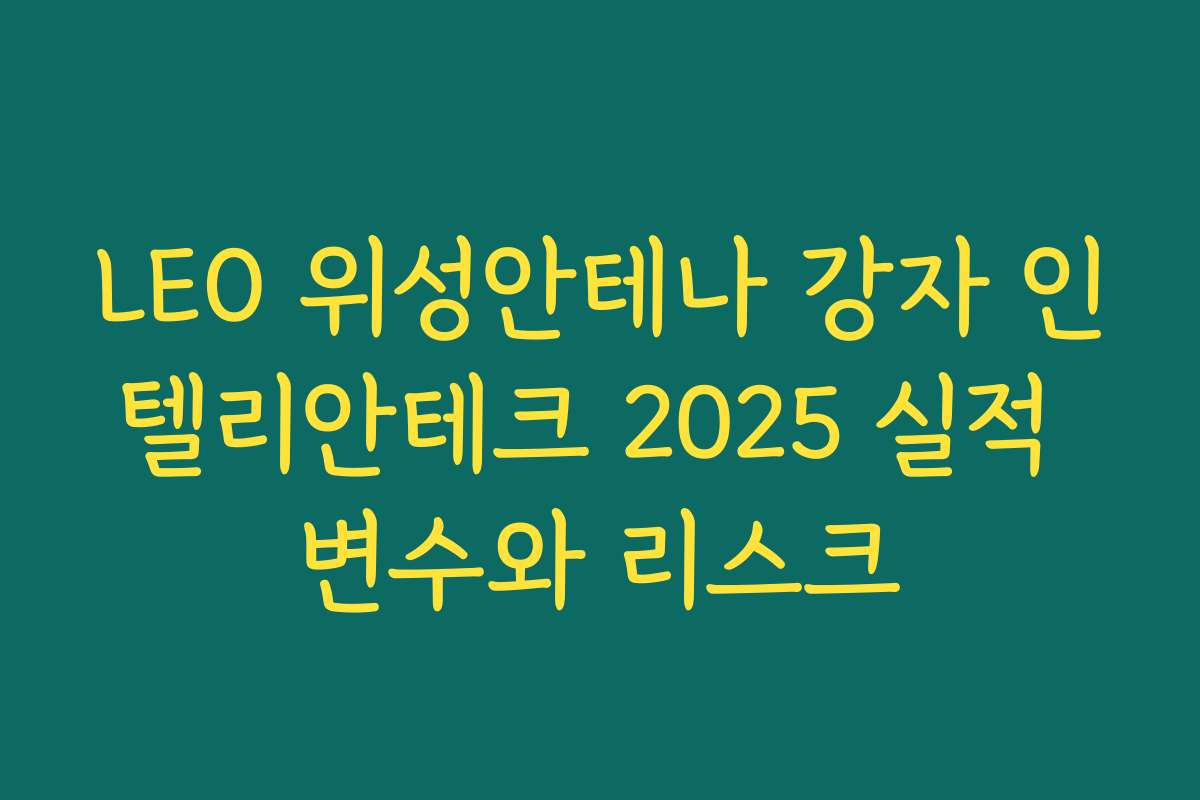 LEO 위성안테나 강자 인텔리안테크 2025 실적 변수와 리스크 LEO 위성안테나 강자 인텔리안테크 2025 실적 변수와 리스크