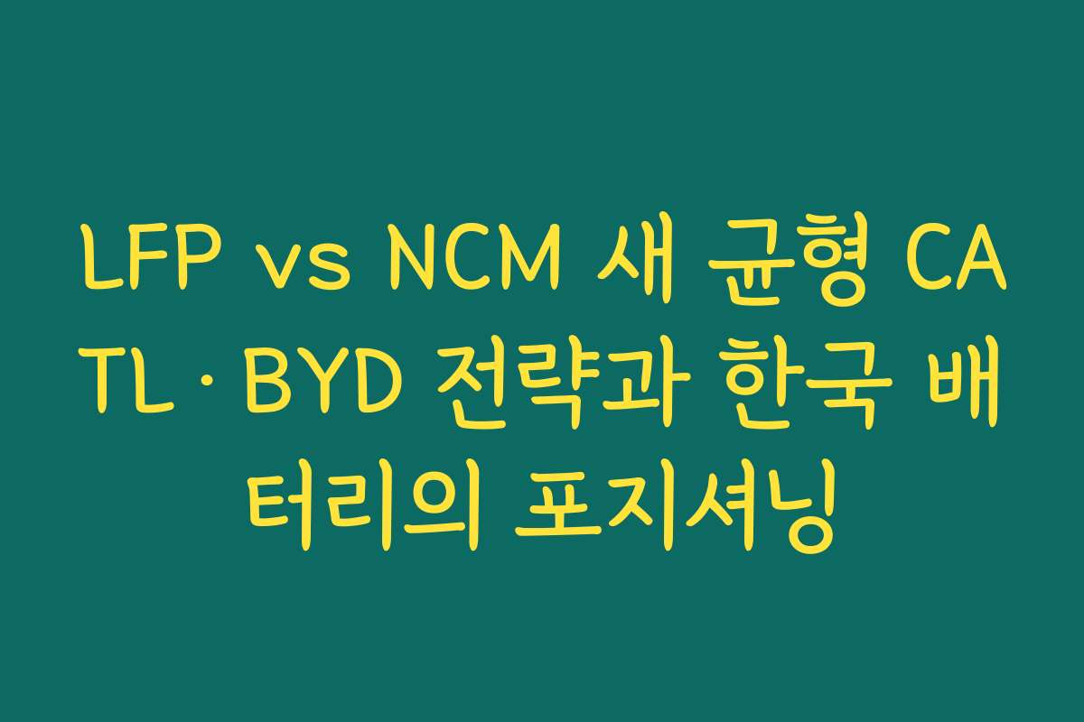 LFP vs NCM 새 균형 CATL·BYD 전략과 한국 배터리의 포지셔닝 LFP vs NCM 새 균형 CATL·BYD 전략과 한국 배터리의 포지셔닝