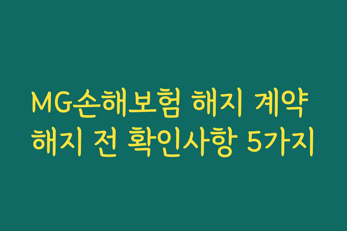 MG손해보험 해지 계약 해지 전 확인사항 5가지