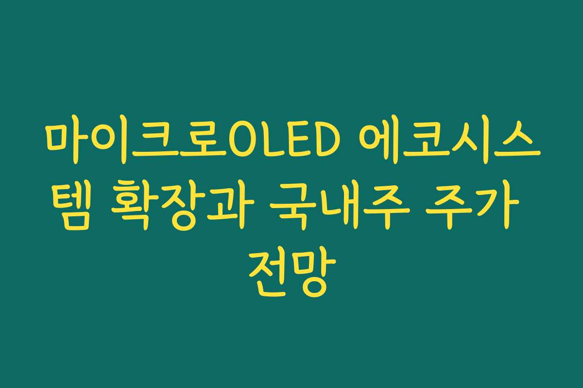 마이크로OLED 에코시스템 확장과 국내주 주가 전망 마이크로OLED 에코시스템 확장과 국내주 주가 전망