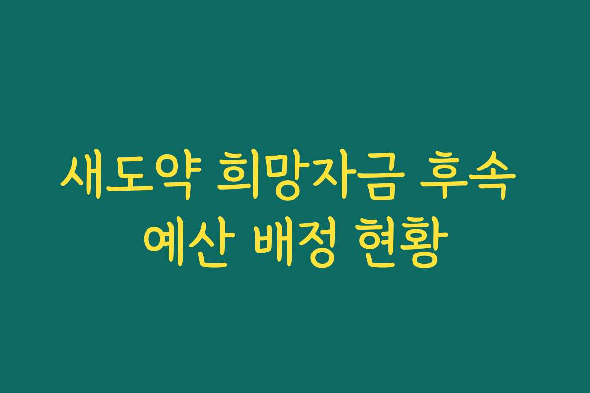 새도약 희망자금 후속 예산 배정 현황