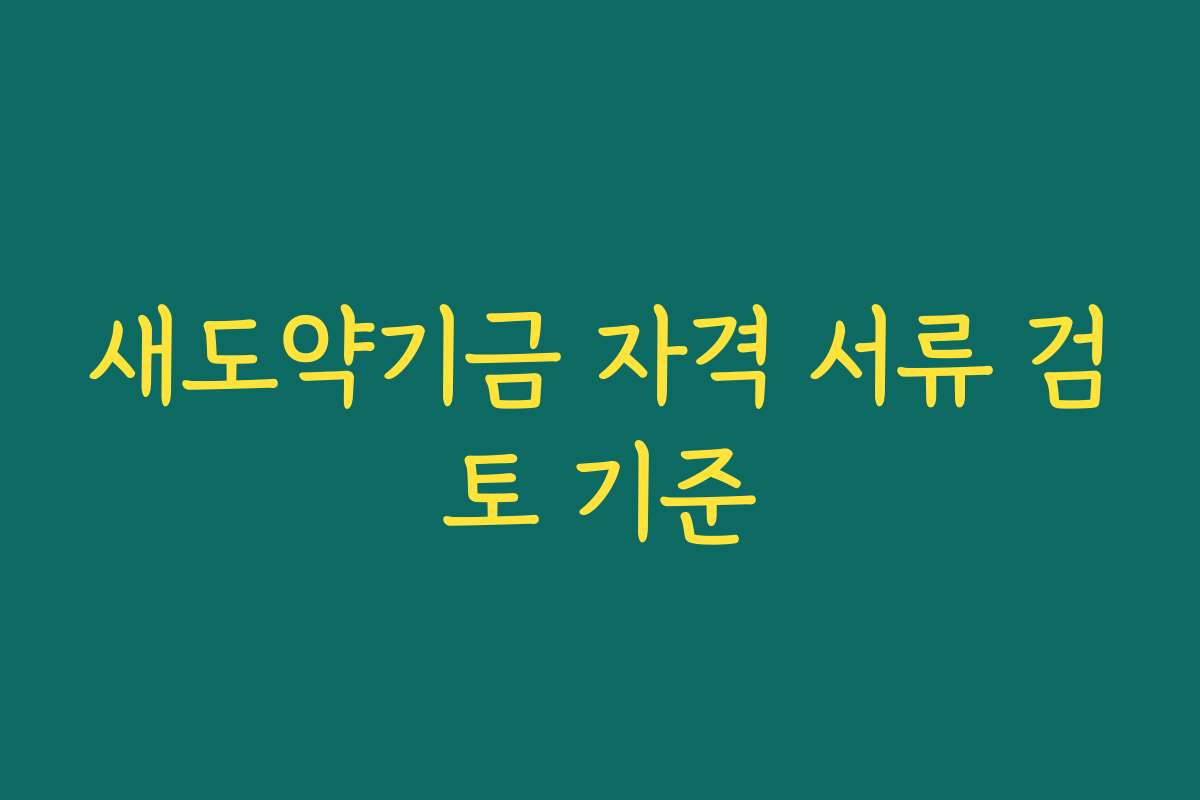 새도약기금 자격 서류 검토 기준