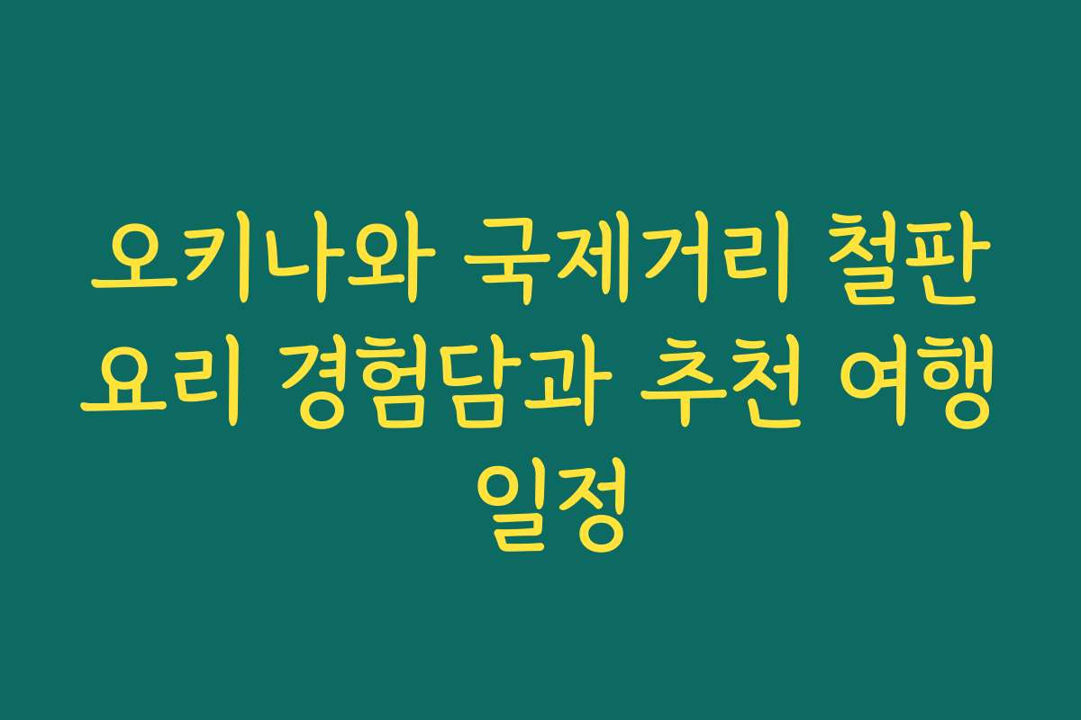 오키나와 국제거리 철판요리 경험담과 추천 여행 일정