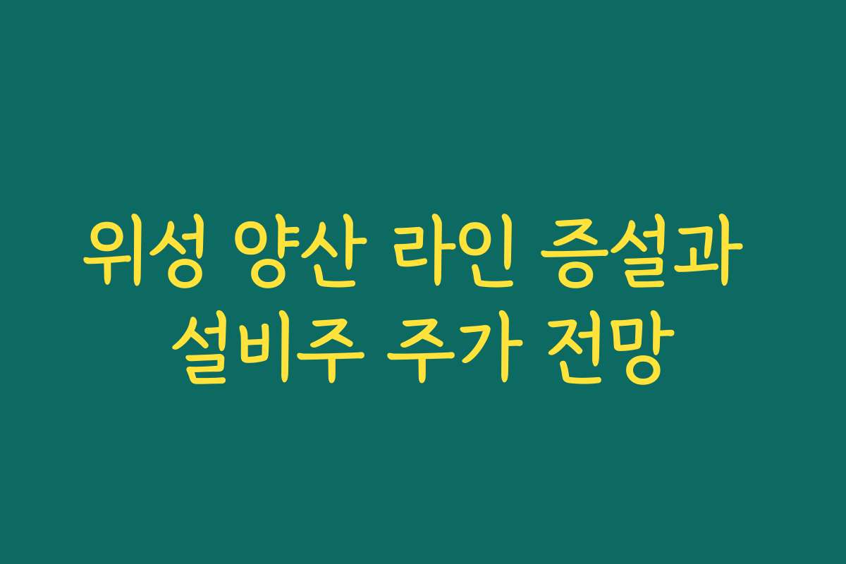 위성 양산 라인 증설과 설비주 주가 전망 위성 양산 라인 증설과 설비주 주가 전망
