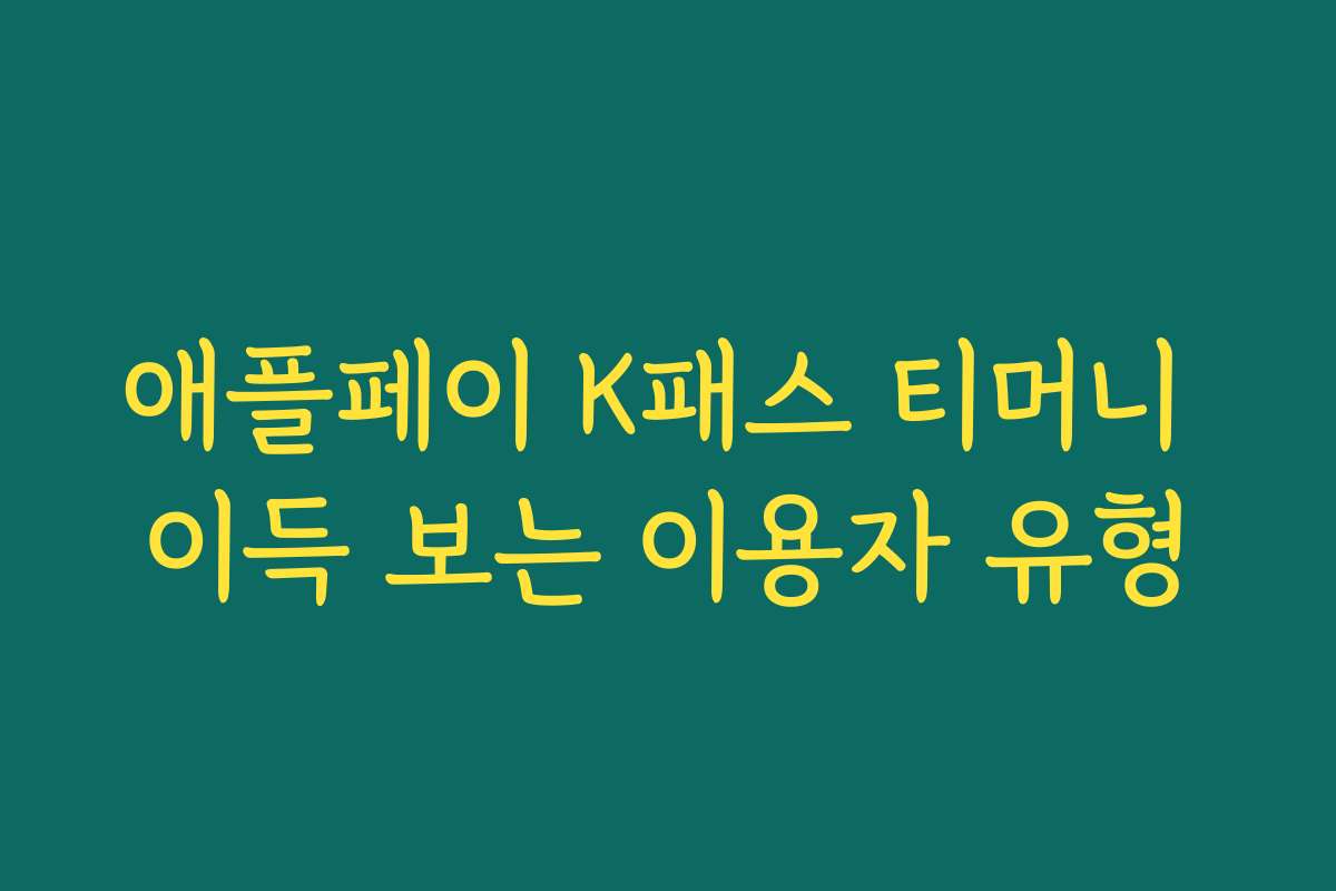 애플페이 K패스 티머니 이득 보는 이용자 유형 애플페이 K패스 티머니 이득 보는 이용자 유형