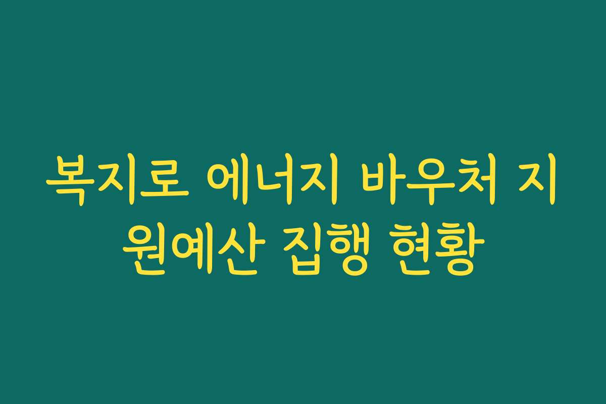 복지로 에너지 바우처 지원예산 집행 현황 복지로 에너지 바우처 지원예산 집행 현황