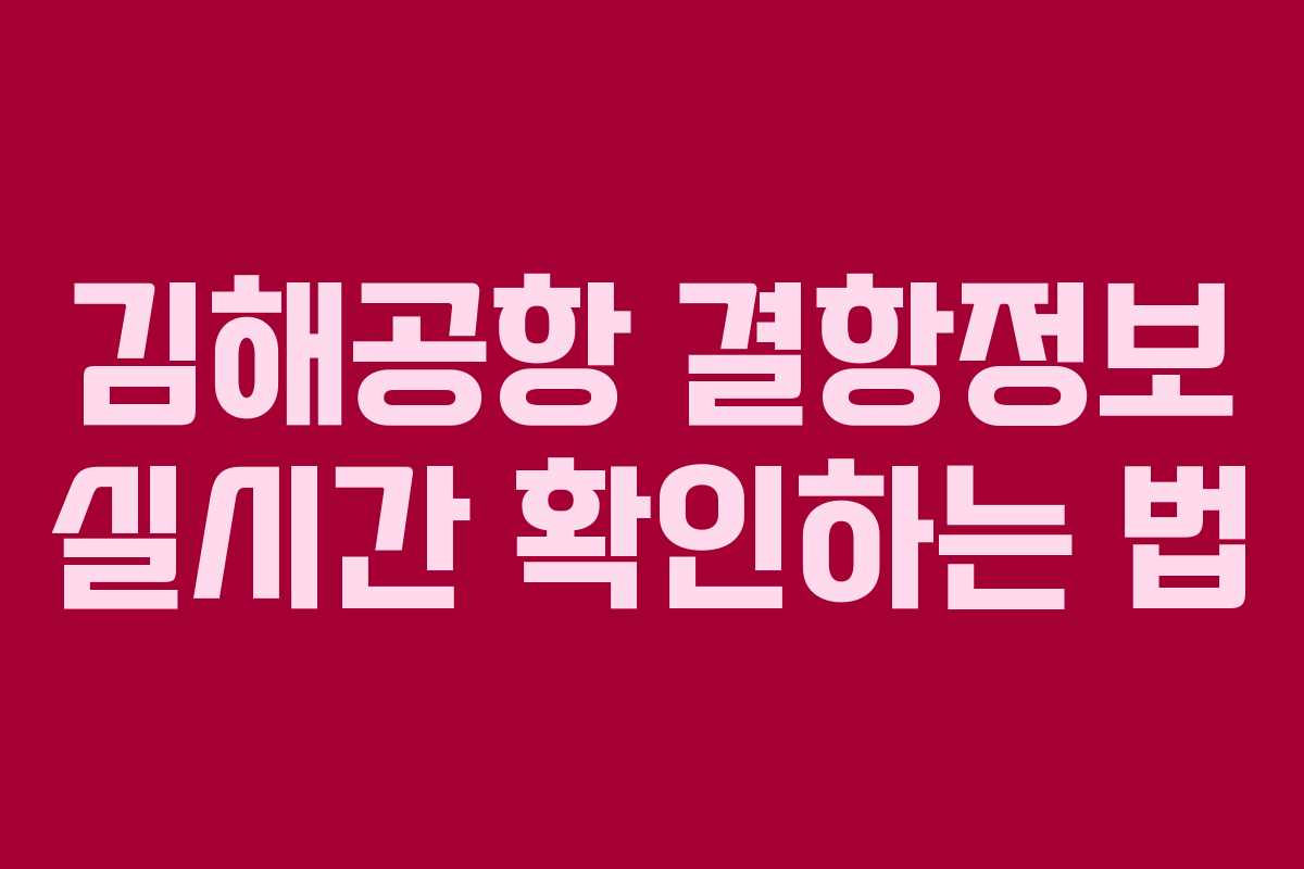 김해공항 결항정보 실시간 확인하는 법 김해공항 결항정보 실시간 확인하는 법