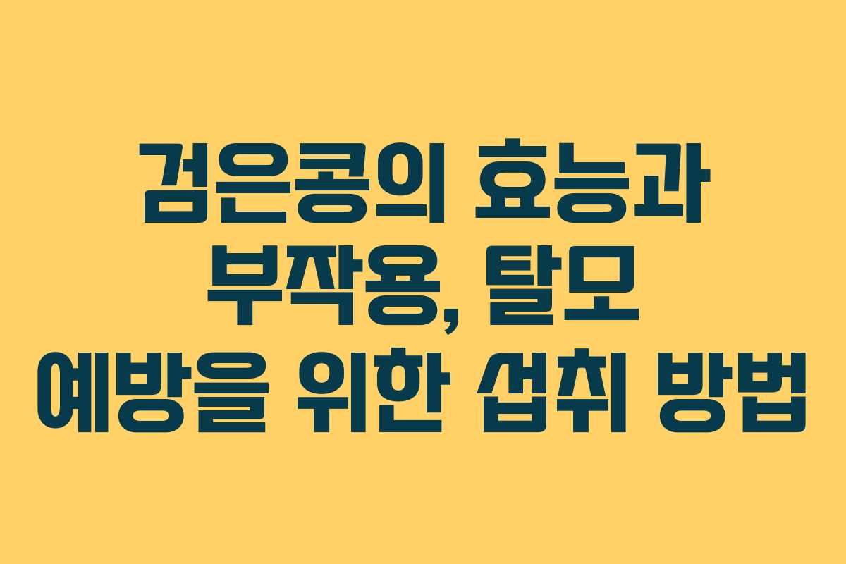 검은콩의 효능과 부작용, 탈모 예방을 위한 섭취 방법 검은콩의 효능과 부작용, 탈모 예방을 위한 섭취 방법