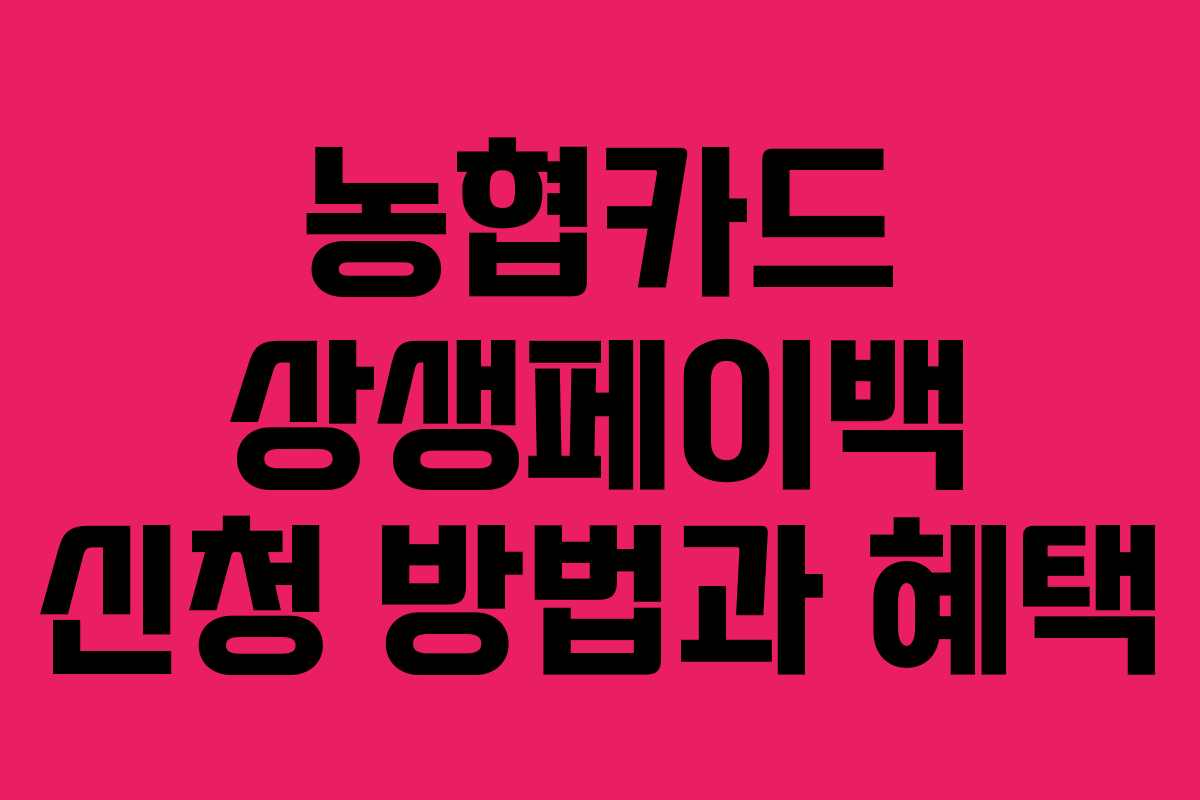 농협카드 상생페이백 신청 방법과 혜택 농협카드 상생페이백 신청 방법과 혜택