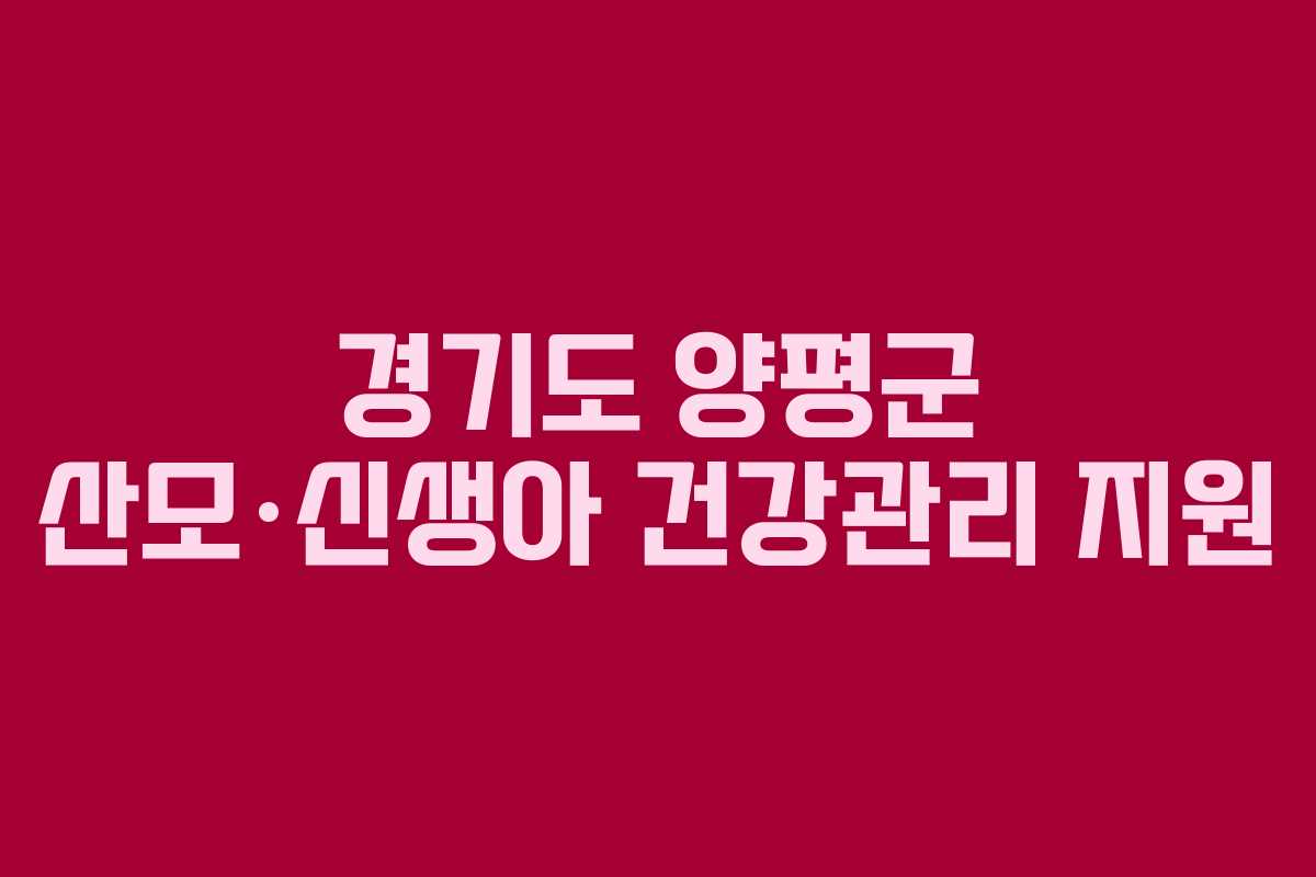 경기도 양평군 산모·신생아 건강관리 지원 경기도 양평군 산모·신생아 건강관리 지원