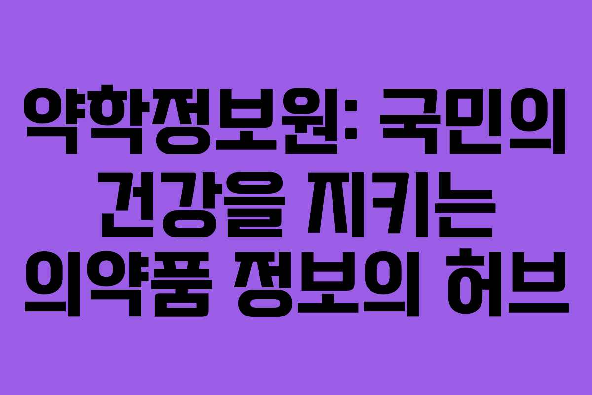 약학정보원: 국민의 건강을 지키는 의약품 정보의 허브 약학정보원: 국민의 건강을 지키는 의약품 정보의 허브