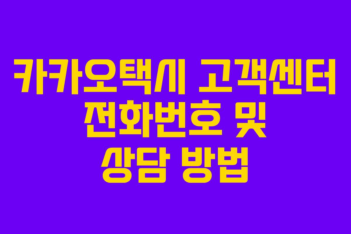 카카오택시 고객센터 전화번호 및 상담 방법 카카오택시 고객센터 전화번호 및 상담 방법