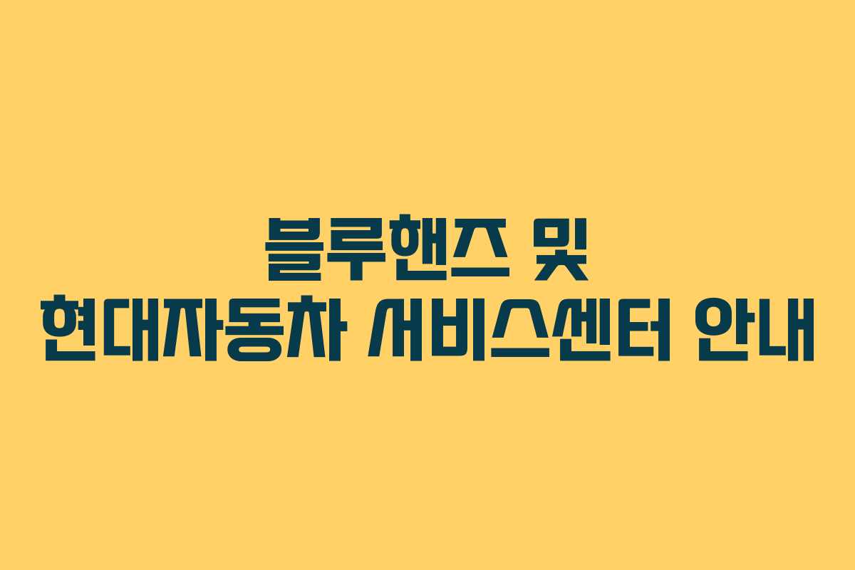 블루핸즈 및 현대자동차 서비스센터 안내 블루핸즈 및 현대자동차 서비스센터 안내