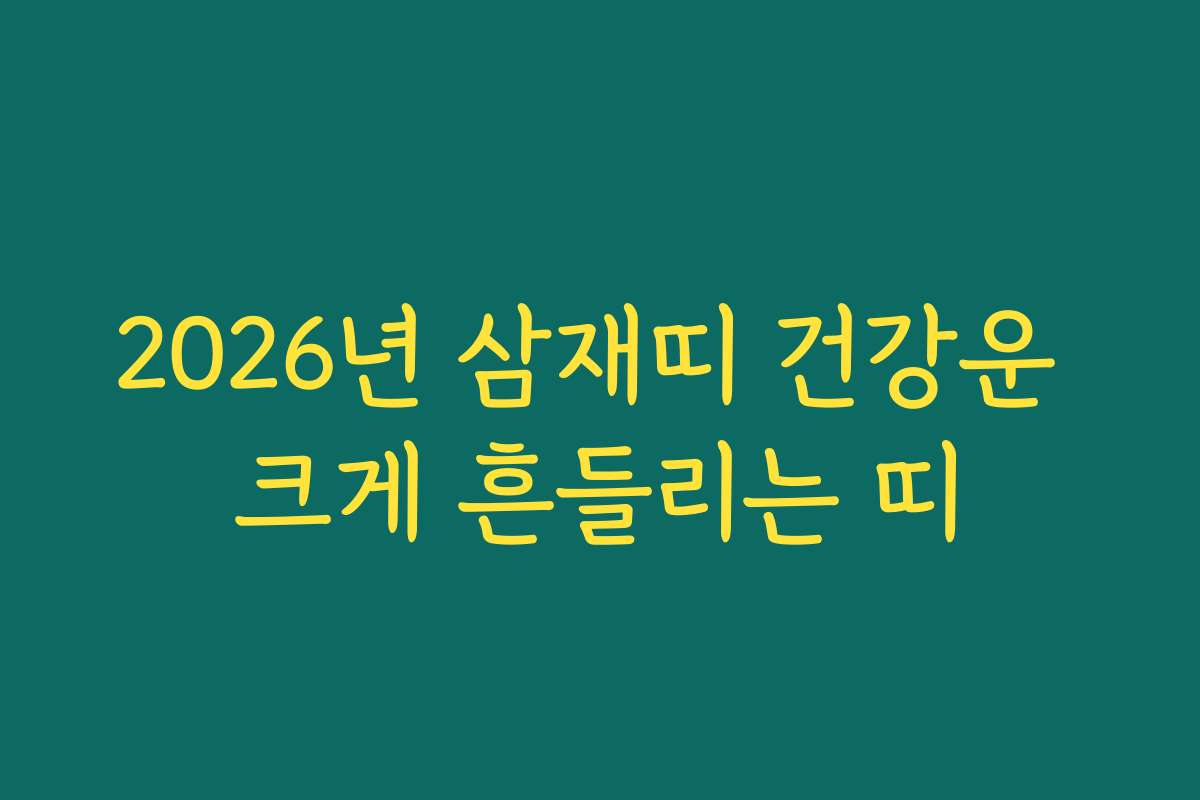 2026년 삼재띠 건강운 크게 흔들리는 띠