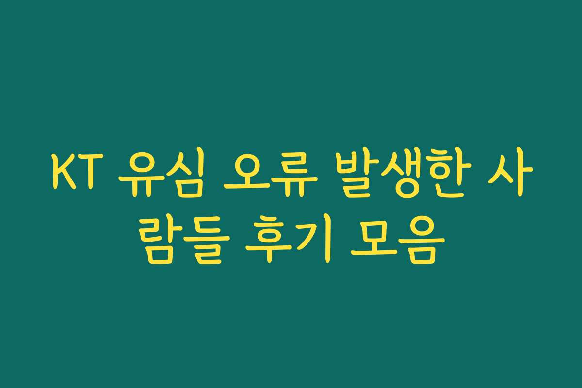 KT 유심 오류 발생한 사람들 후기 모음