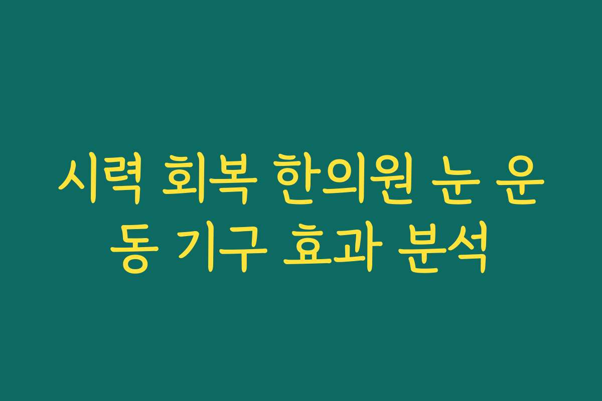 시력 회복 한의원 눈 운동 기구 효과 분석