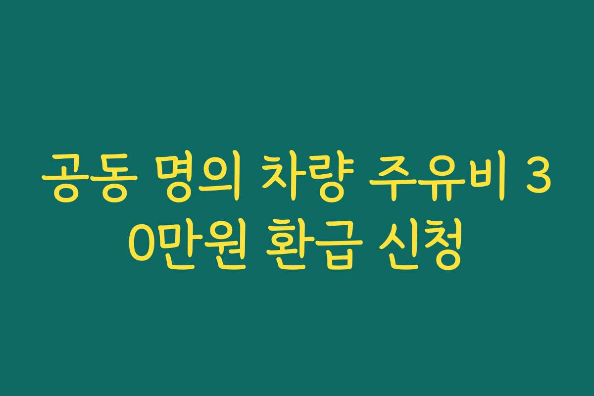 공동 명의 차량 주유비 30만원 환급 신청