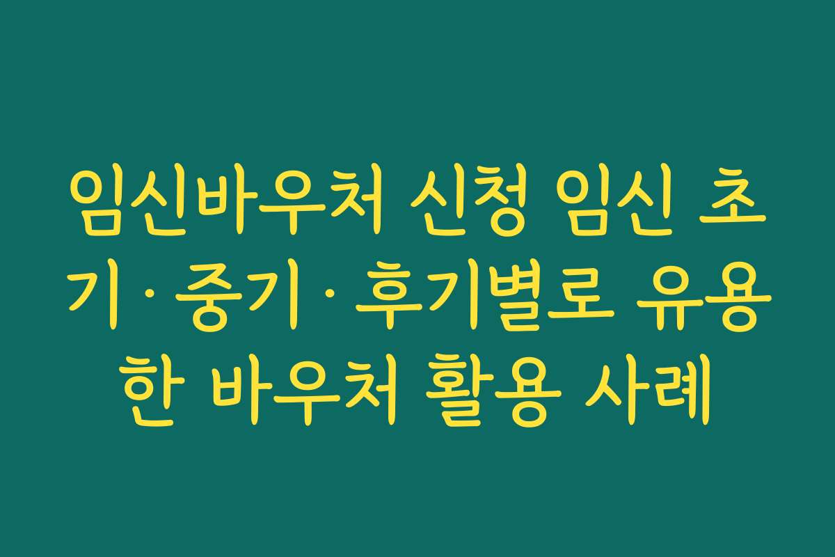 임신바우처 신청 임신 초기·중기·후기별로 유용한 바우처 활용 사례