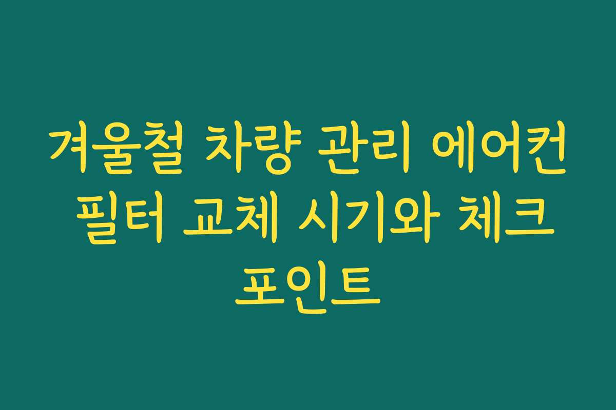 겨울철 차량 관리 에어컨 필터 교체 시기와 체크포인트