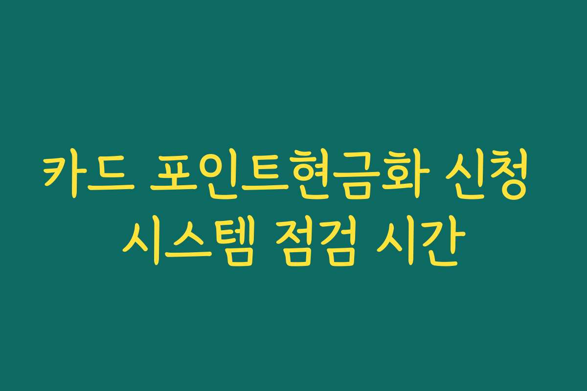 카드 포인트현금화 신청 시스템 점검 시간 카드 포인트현금화 신청 시스템 점검 시간