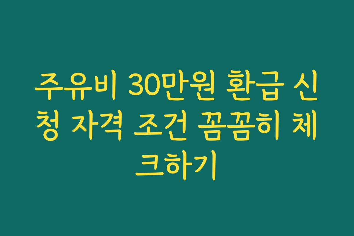 주유비 30만원 환급 신청 자격 조건 꼼꼼히 체크하기