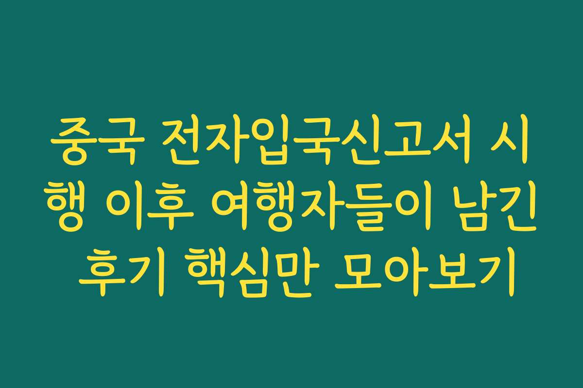 중국 전자입국신고서 시행 이후 여행자들이 남긴 후기 핵심만 모아보기