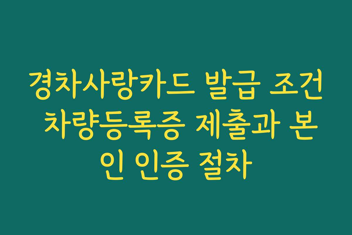 경차사랑카드 발급 조건 차량등록증 제출과 본인 인증 절차