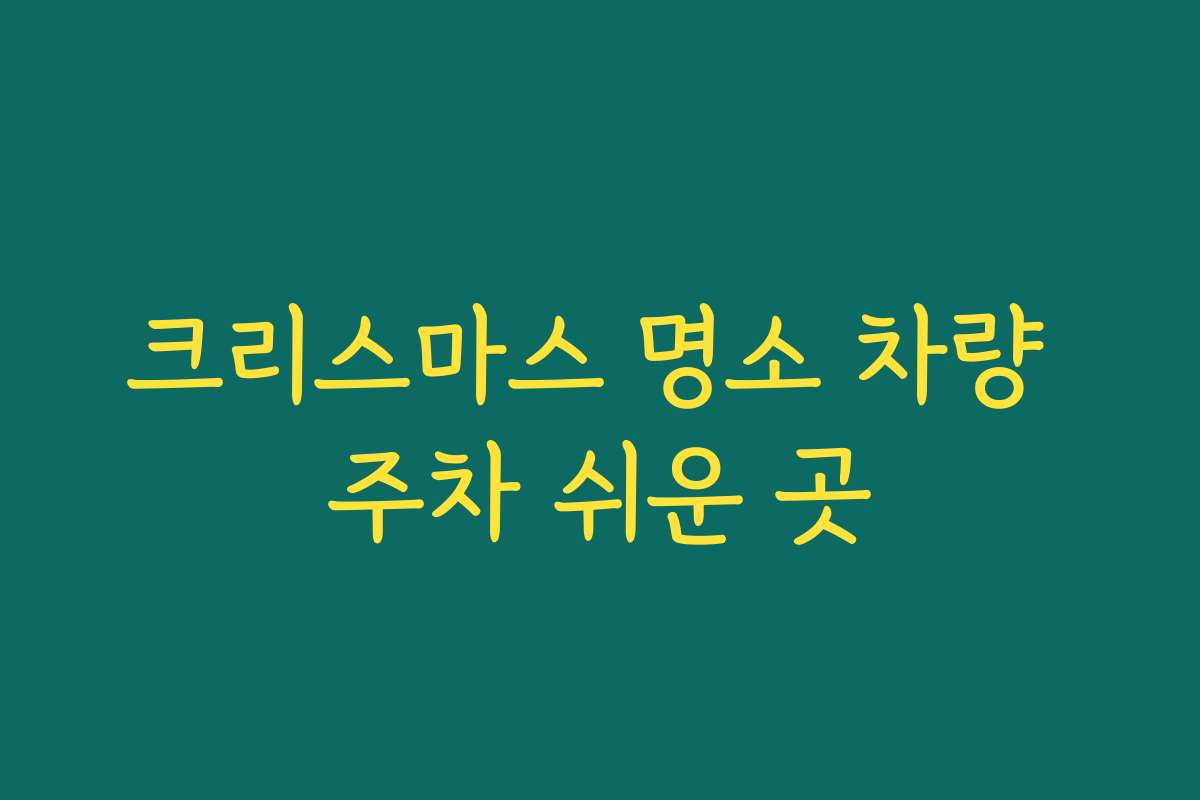 크리스마스 명소 차량 주차 쉬운 곳