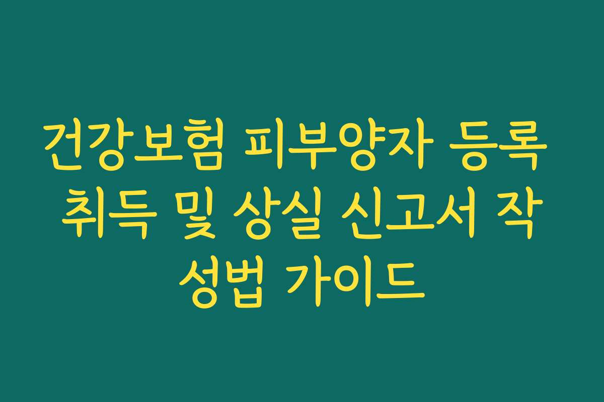건강보험 피부양자 등록 취득 및 상실 신고서 작성법 가이드