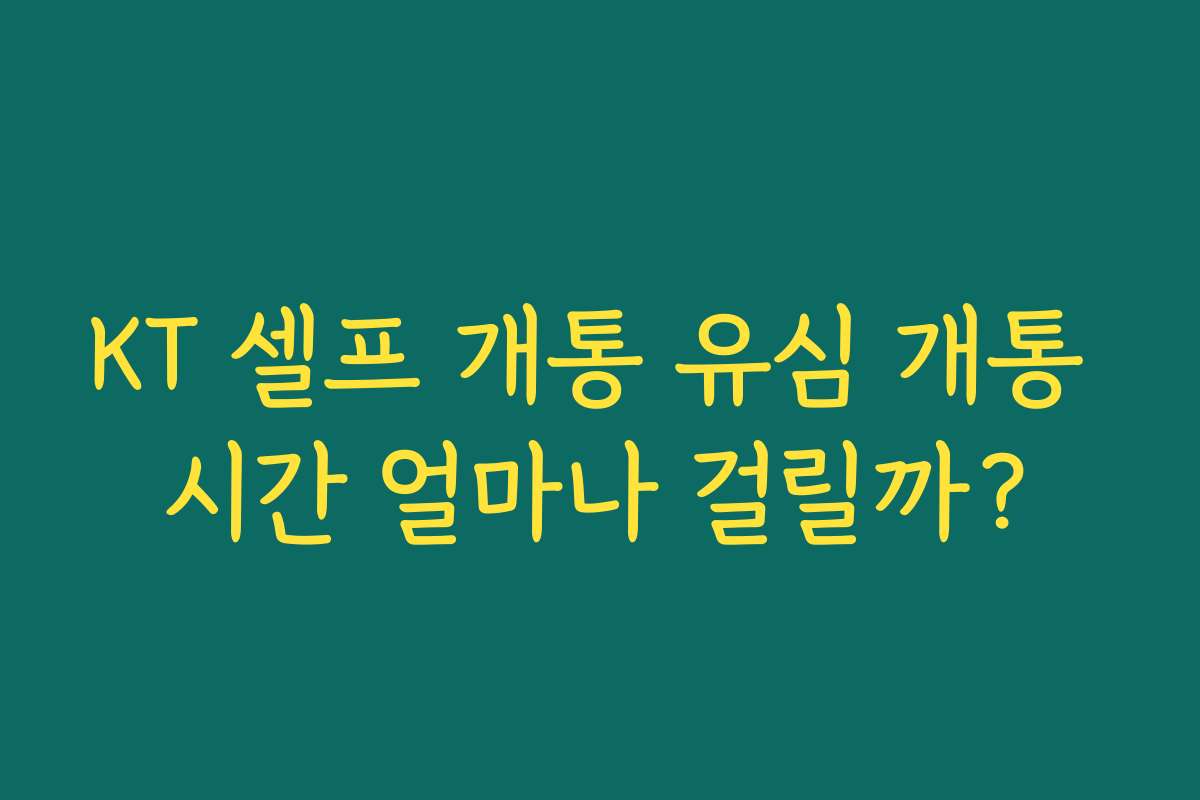 KT 셀프 개통 유심 개통 시간 얼마나 걸릴까?