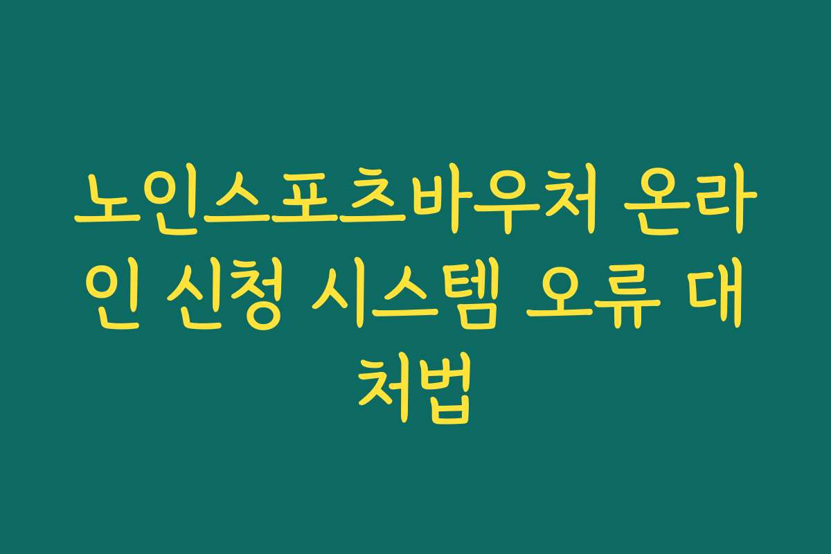 노인스포츠바우처 온라인 신청 시스템 오류 대처법