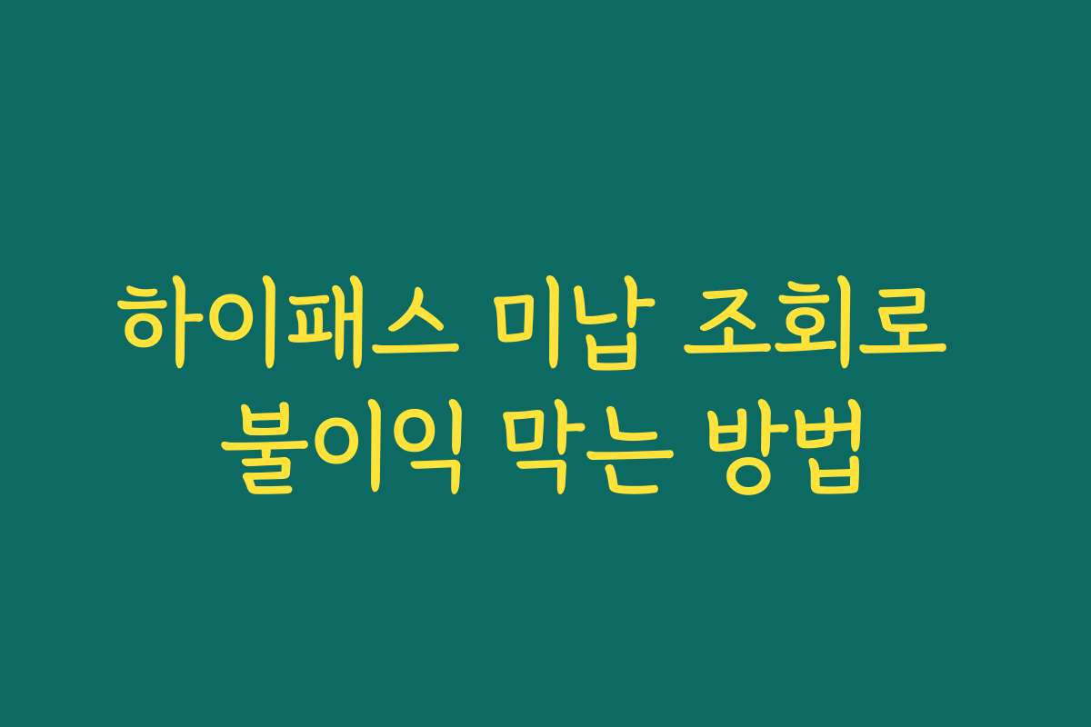 하이패스 미납 조회로 불이익 막는 방법