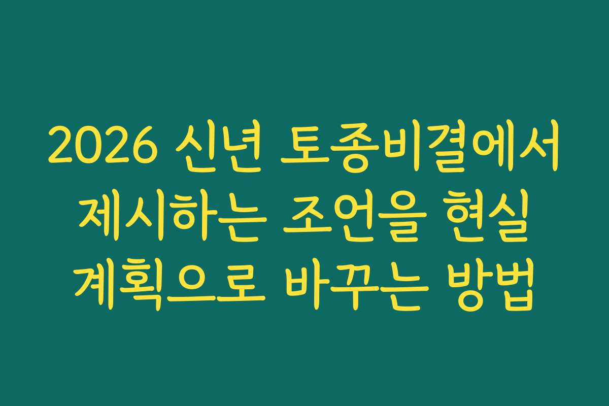 2026 신년 토종비결에서 제시하는 조언을 현실 계획으로 바꾸는 방법