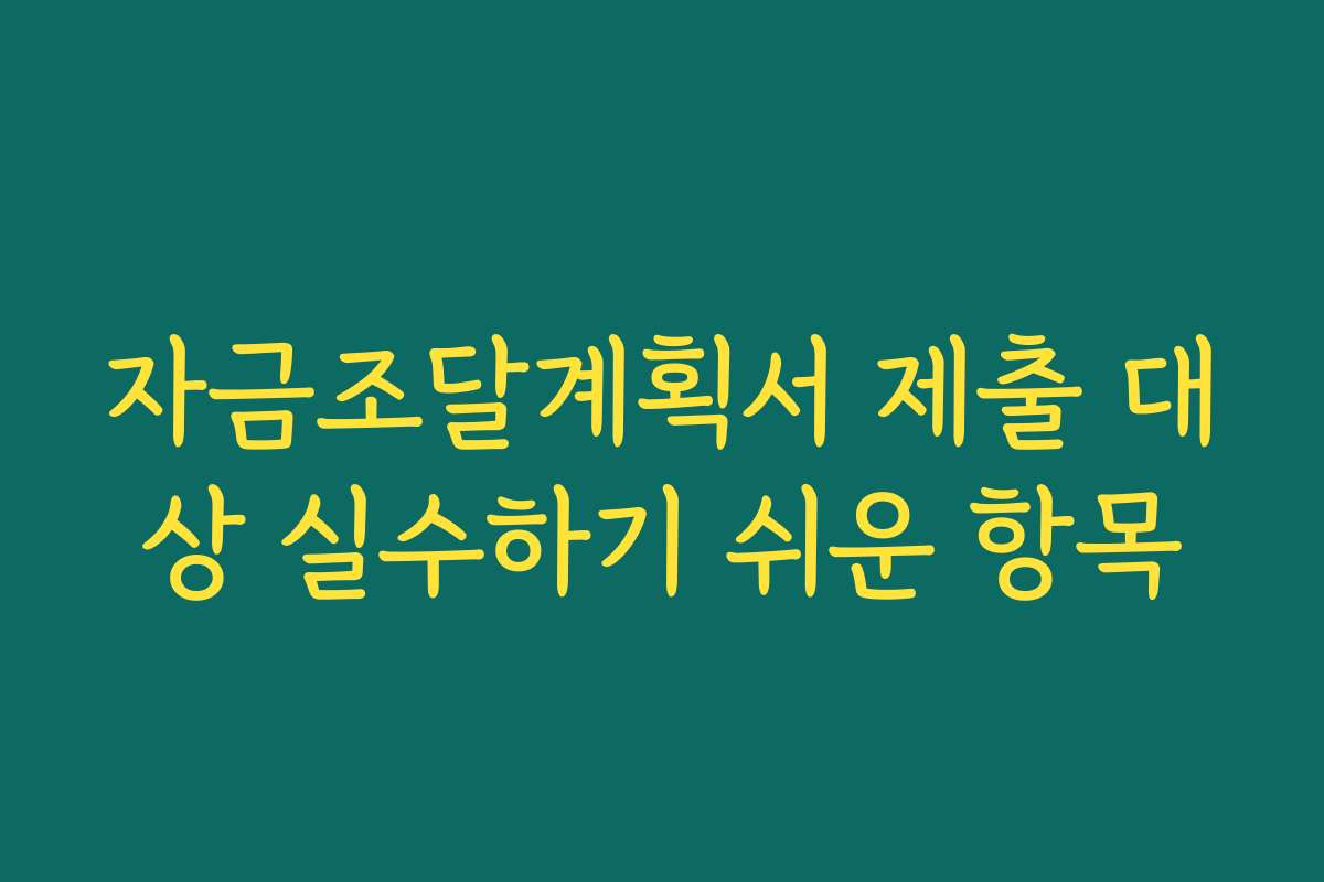 자금조달계획서 제출 대상 실수하기 쉬운 항목