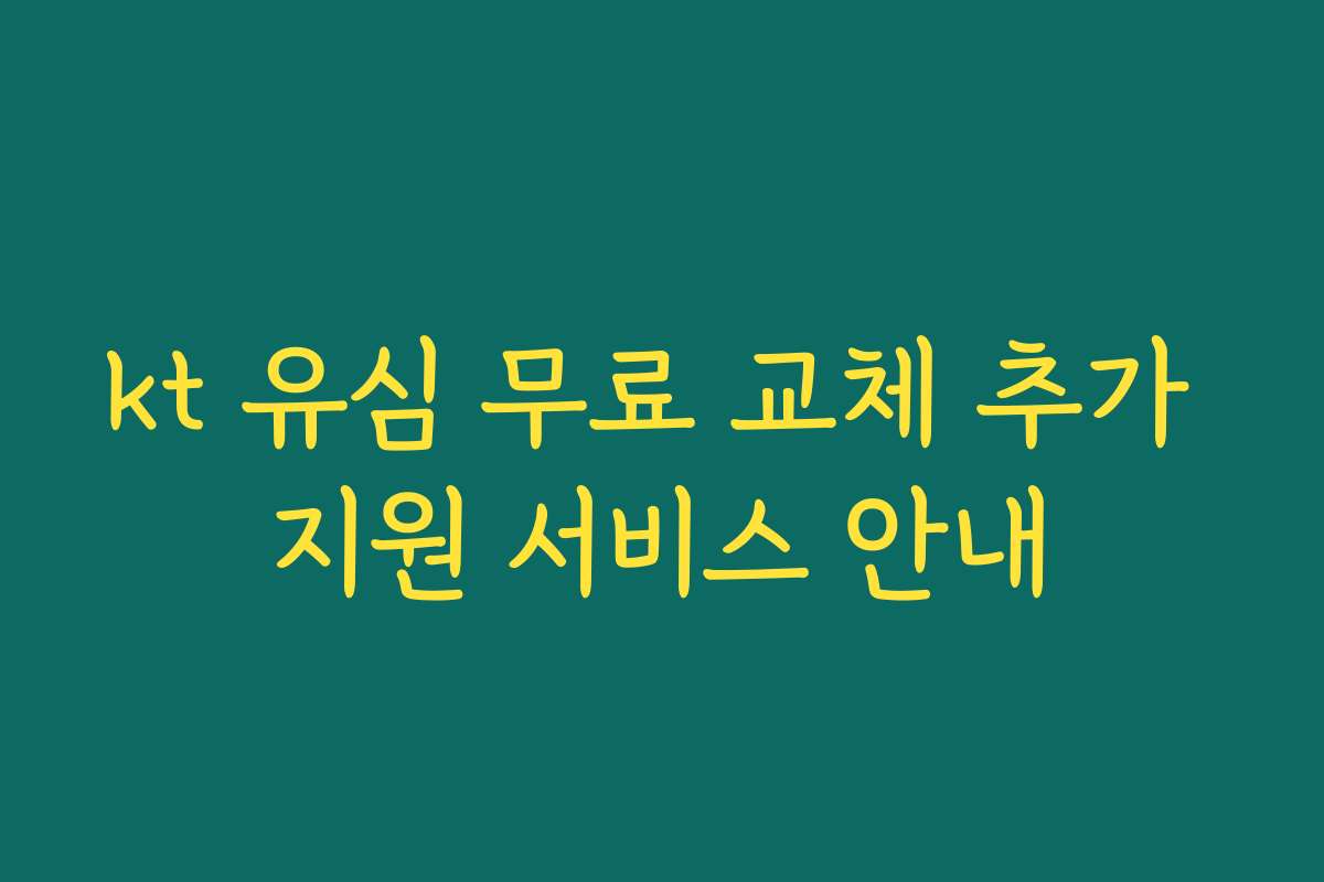 kt 유심 무료 교체 추가 지원 서비스 안내