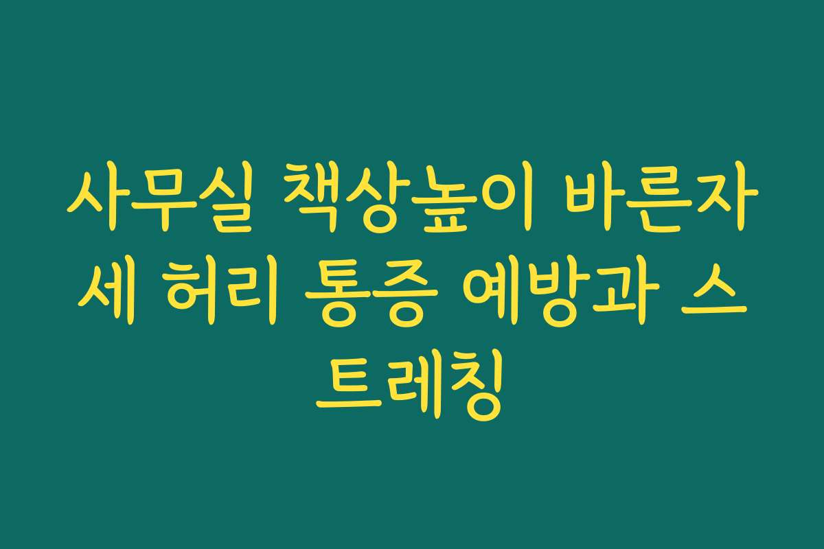 사무실 책상높이 바른자세 허리 통증 예방과 스트레칭