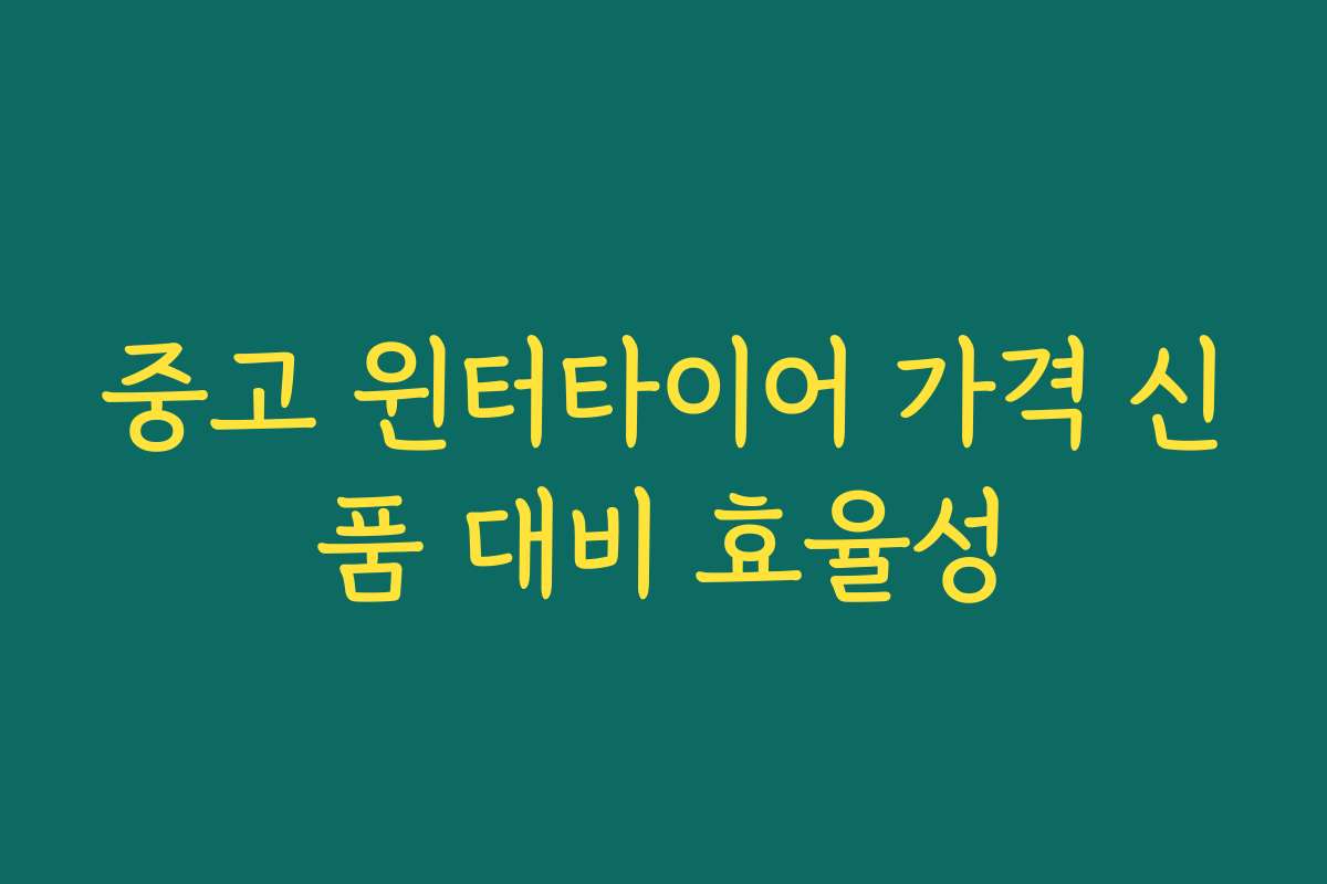 중고 윈터타이어 가격 신품 대비 효율성